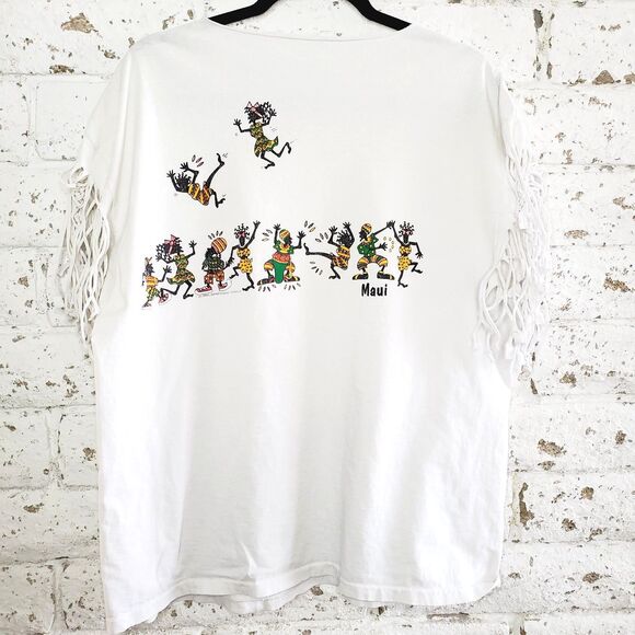 VTG Maui T-Shirt Fringe Global Impressions "We're Jammin" MENS Shredded Tee SZ L - Picture 1 of 9